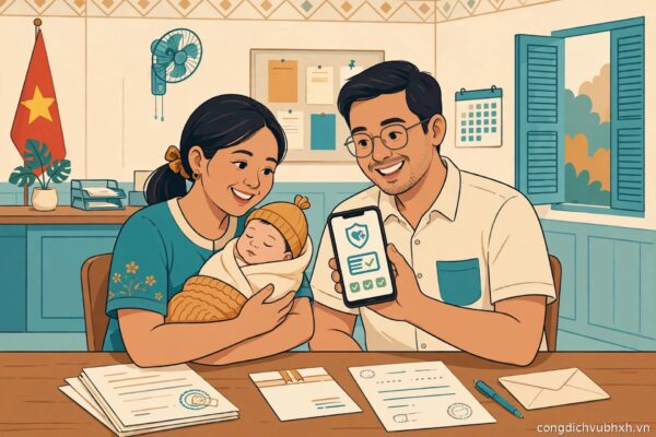Cha mẹ làm thủ tục liên thông BHYT cho trẻ dưới 6 tuổi trên VNeID