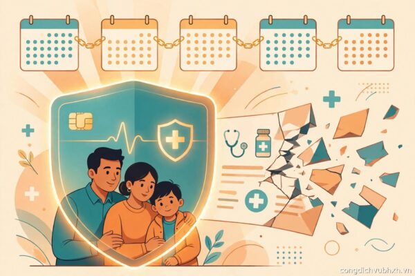 BHYT 5 năm liên tục 2026 — thẻ BHYT bảo vệ gia đình, chuỗi 5 năm liền mạch