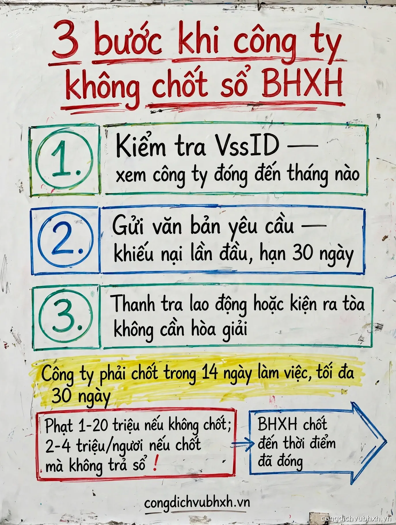 Infographic 3 bước xử lý khi công ty không chốt sổ BHXH